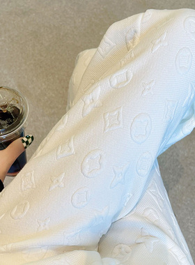 高级感白色裤子女加绒加厚垂感显瘦提花高个加长拖地裤高腰阔腿裤