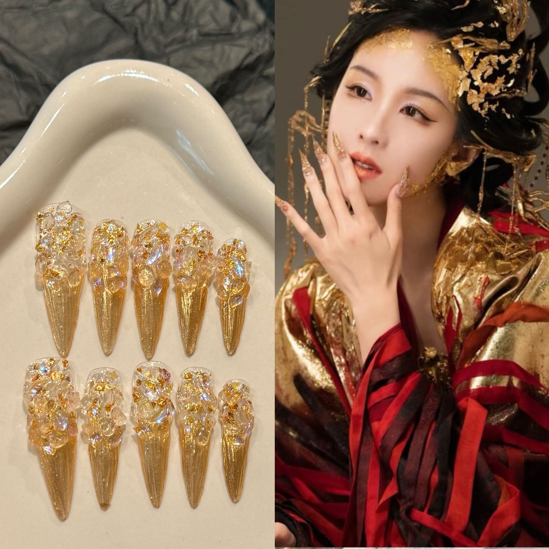 【永夜星河】镜妖美甲永夜星河宫廷风镜妖穿戴甲同款美甲贴