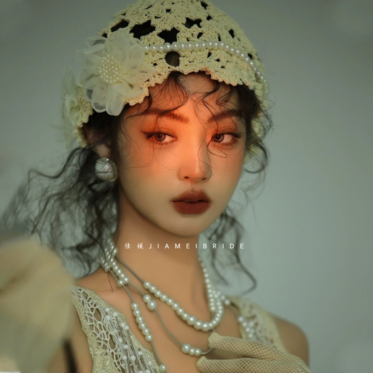 法式复古新娘烫花礼帽女手工编织镂空包头帽2024新款结婚礼服配饰