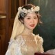 佳媄手作重工串珠刺绣花瓣发箍头纱新娘结婚复古婚纱礼服写真配饰