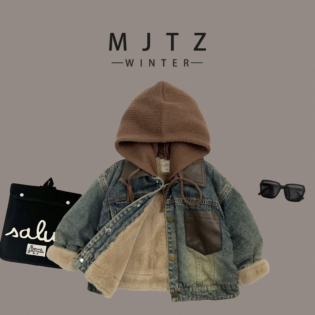 儿童秋冬外套2024新款潮流帅气休闲时尚加绒加厚保暖牛仔外套男女,童装/婴儿装/亲子装,普通外套,淘宝优惠券,粉丝福利购,淘宝优惠卷