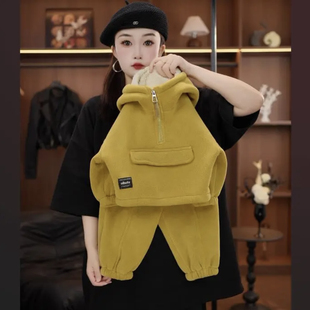 儿童套装2025秋冬季新款儿童韩系加厚保暖连帽卫衣卫裤两件套男女