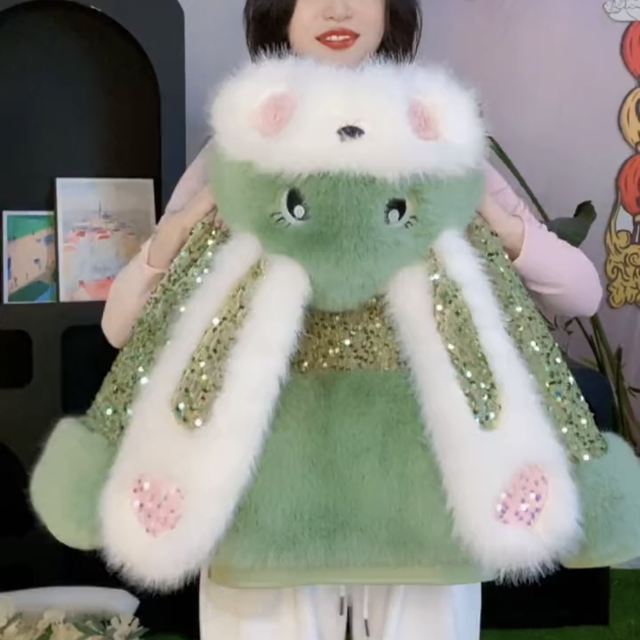 儿童草草外套2024冬季新款加绒加厚玉兔公主洋气加厚保暖外套女童