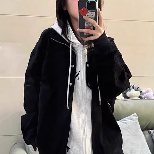 黑色棒球服外套女情侣飞行员夹克