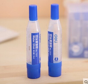 得力7311 液體膠雙頭粘膠水粘貼用品 藍(lán) 學(xué)生手工膠水膠棒35ml