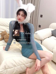 DFAY超显白孔雀绿2022年春季新款长袖修身包臀显瘦诱人褶皱连衣裙