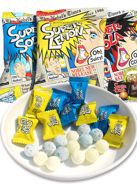 日本进口糖果零食 诺贝尔NOBEL 特酸碳酸苏打糖汽水味super soda