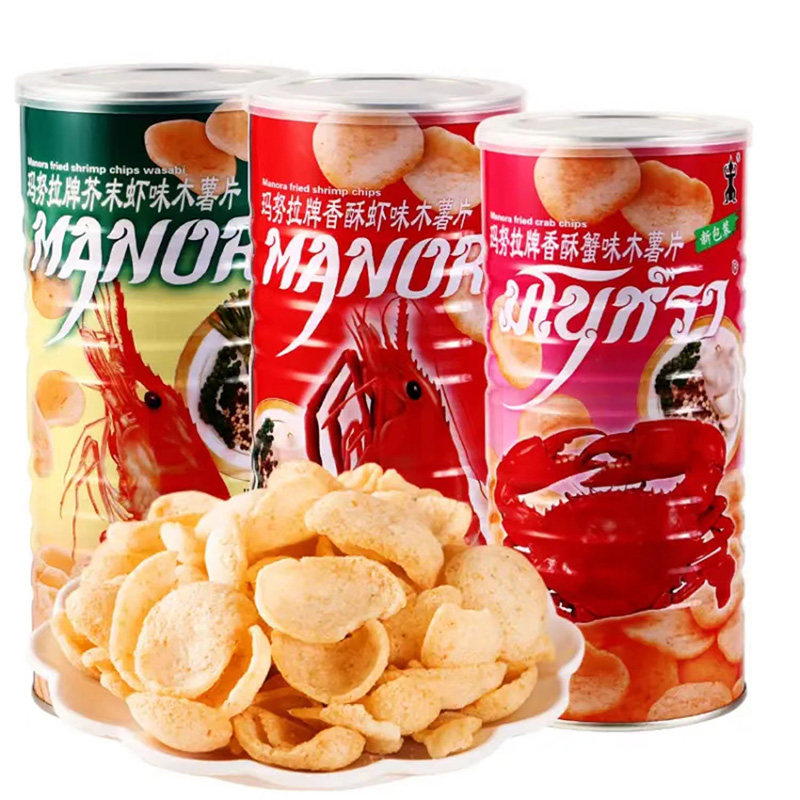 泰国进口玛努拉芥末味虾片蟹味片膨化食品木薯片休闲零食90g