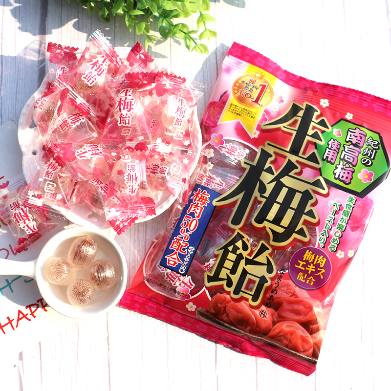 日本进口理本RIBON生梅饴水晶透明夹心梅肉硬糖果结婚喜糖生巨峰