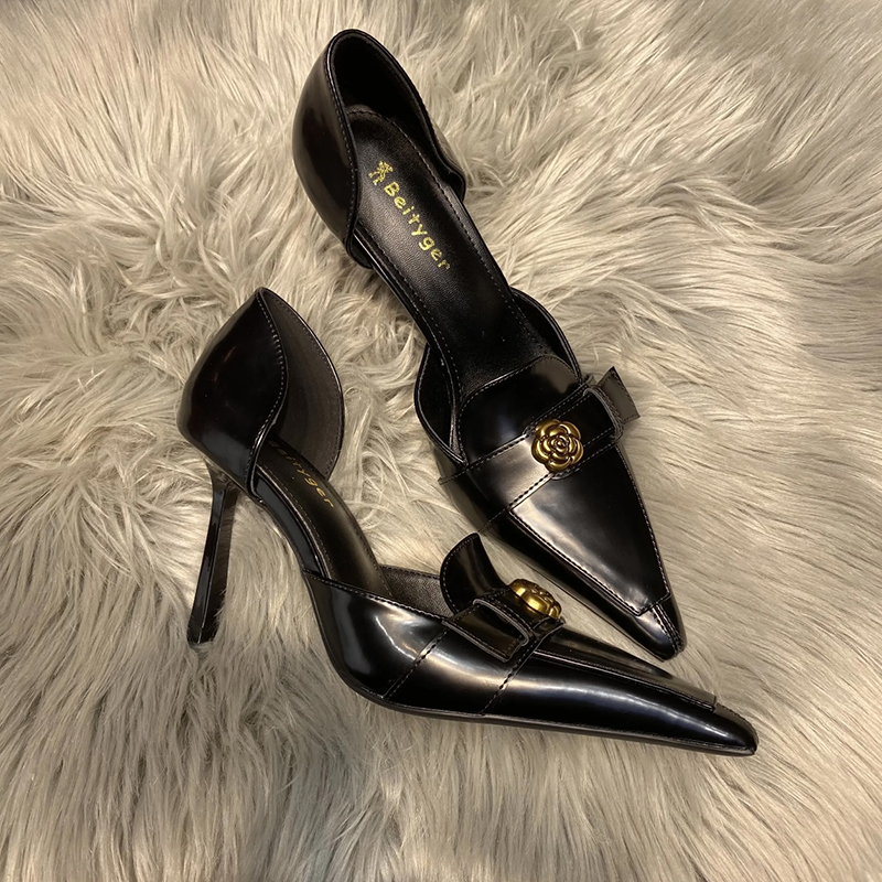 银戈玛单鞋气质山茶花车线单鞋