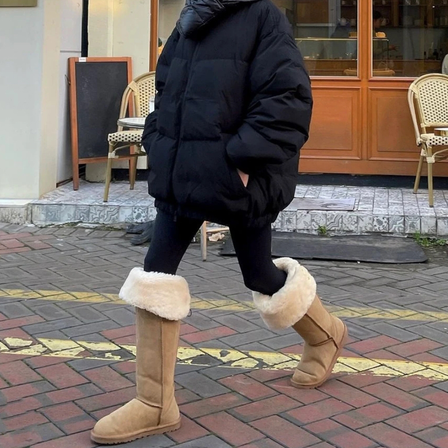 千颂伊同款皮毛一体长筒雪地靴