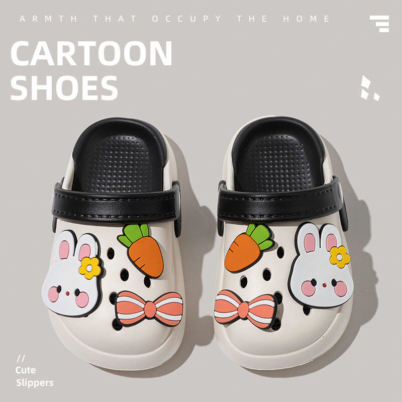 新款儿童拖鞋夏季女童卡通可爱兔子蝴蝶结外穿沙滩宝宝洞洞鞋时尚