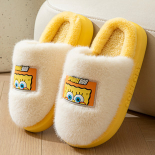 海绵宝宝男童棉拖鞋秋冬季室内舒适防滑2026新款女童亲子家居可爱