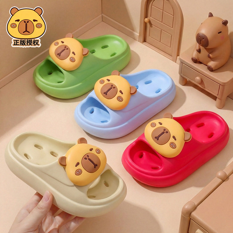 卡皮巴拉夏季儿童凉拖鞋男女童防滑漏水踩屎感亲子款小孩浴室柔软