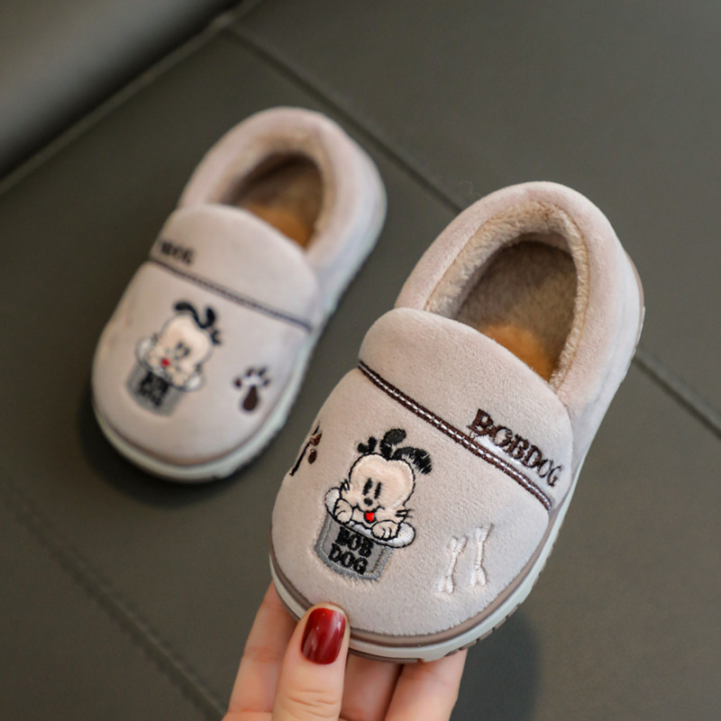秋冬季保暖家居2025新款中大童卡通包跟棉鞋巴布豆儿童棉拖鞋男童