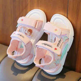 女童凉鞋露趾2026夏季新款儿童沙滩鞋卡通可爱公主鞋软底宝宝鞋