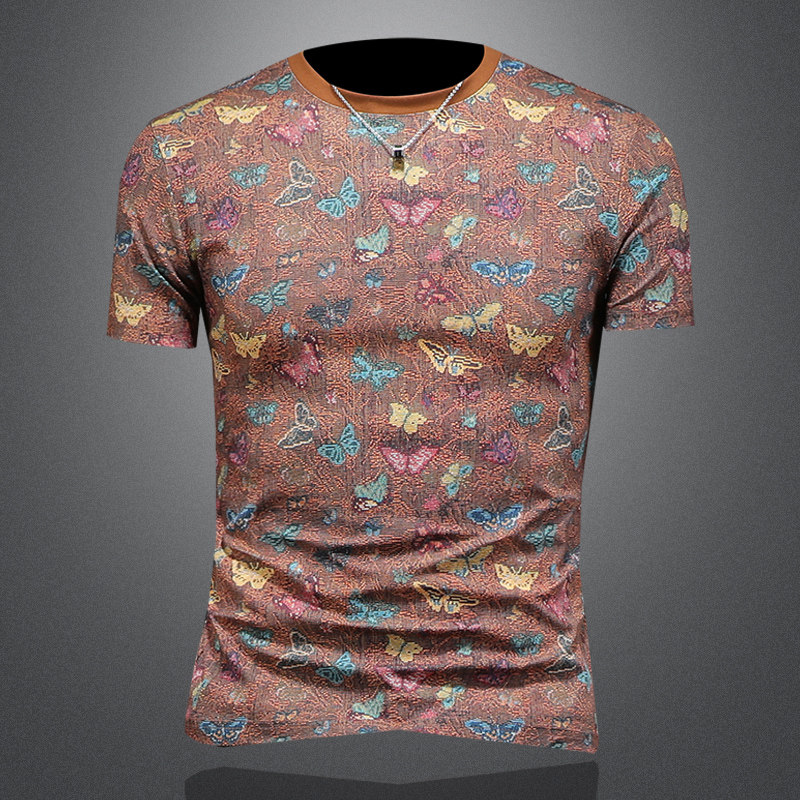 2026花色男士圆领短袖T恤-D252-2983P60镂空图，男装T恤，电商D252