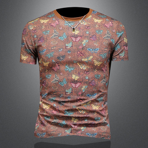2026花色男士圆领短袖T恤-D252-2983P60镂空图，男装T恤，电商D252