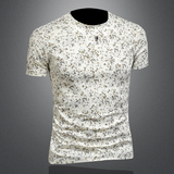 2026夏款花色男士圆领短袖T恤-D252-2970P60镂空图，男装T恤，电商D252