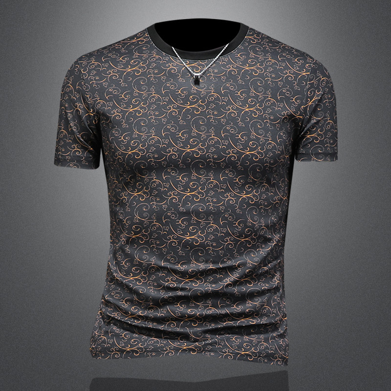 2026花色男士圆领短袖T恤-D252-2986P60镂空图，男装T恤，电商D252