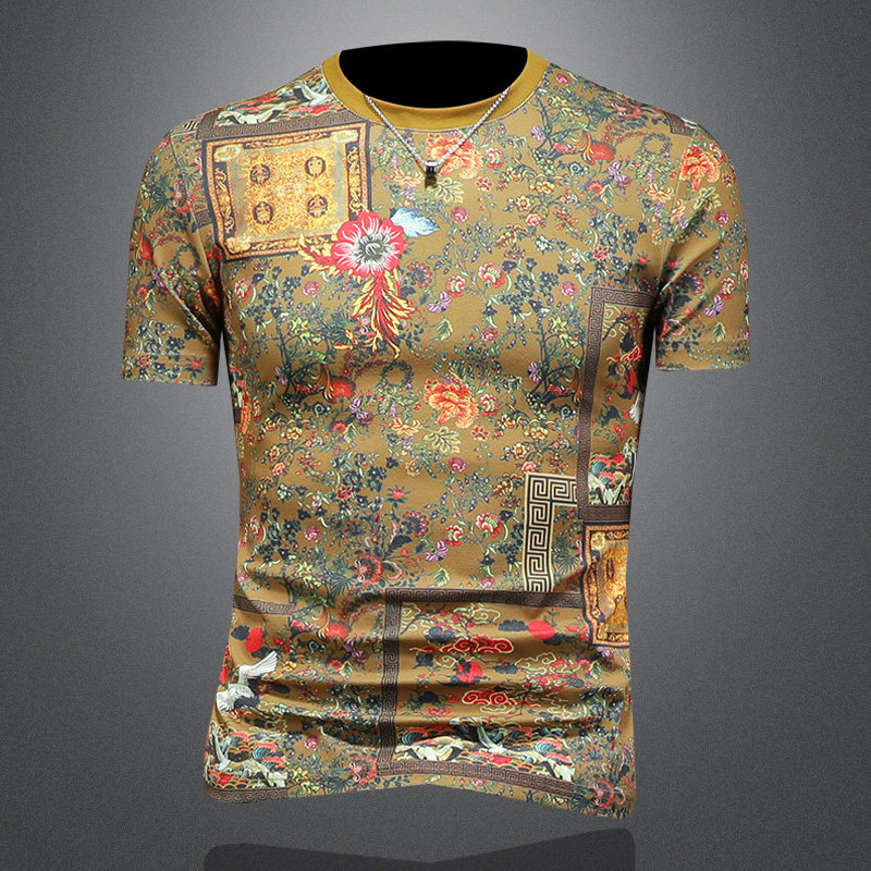 2026花色男士圆领短袖T恤-D252-2981P60镂空图，男装T恤，电商D252