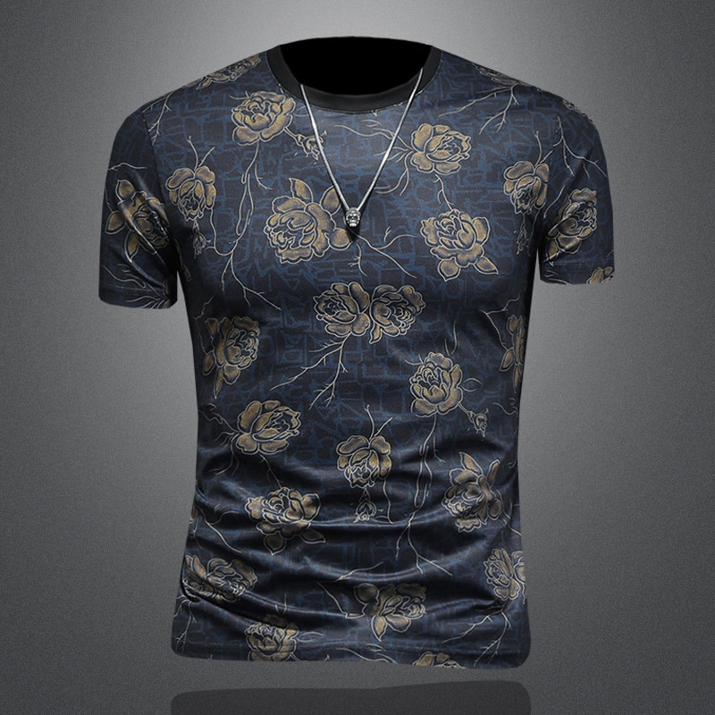 2026夏款男士圆领短袖T恤-D252-2966P60镂空图，男装T恤，电商D252