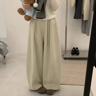 DAJIN.ROOM韩版松紧腰加绒休闲卫裤女时尚阔腿休闲气球长裤96070