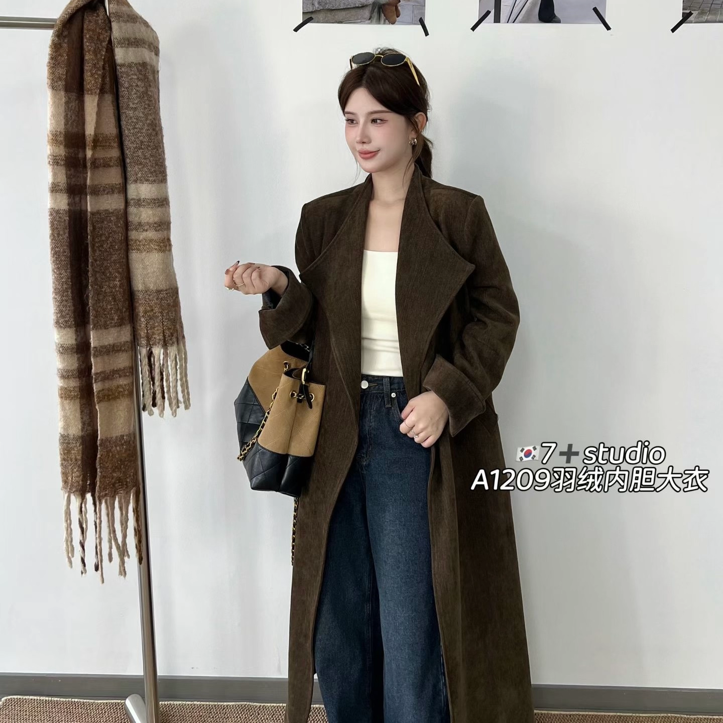 美拉德轻熟风大翻领西装长外套女