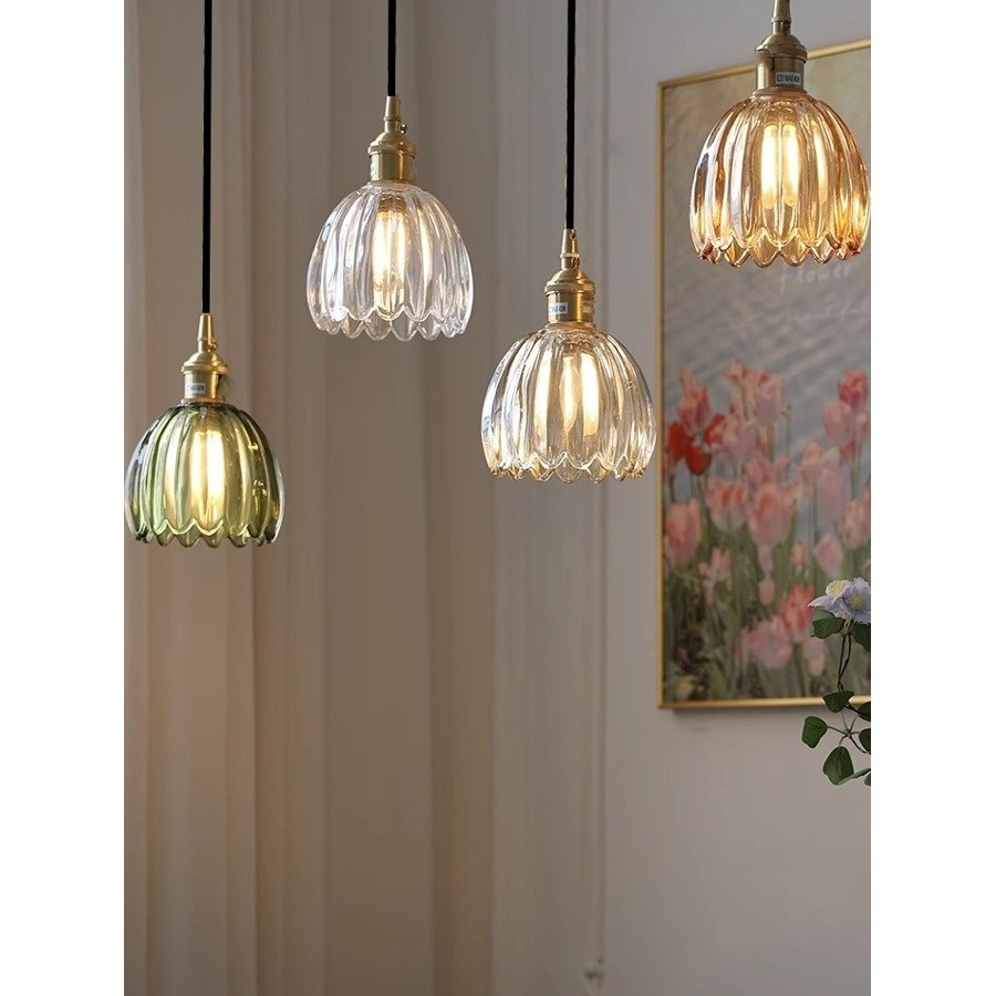 琥珀茶色小花朵单头吧台吊灯日式复古北欧简约ins南瓜餐厅灯,家装灯饰光源,床头/玄关/吧台/过道吊灯,淘宝优惠券,粉丝福利购,淘宝优惠卷