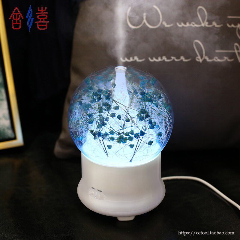 喜舍香遇七彩夜灯永生花香薰机精油超声波家用办公创意加湿器补水