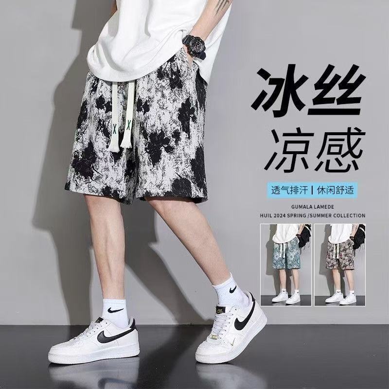 休闲五分裤男士冰丝凉感宽松韩版潮牌短裤情侣夏季薄款沙滩短裤子