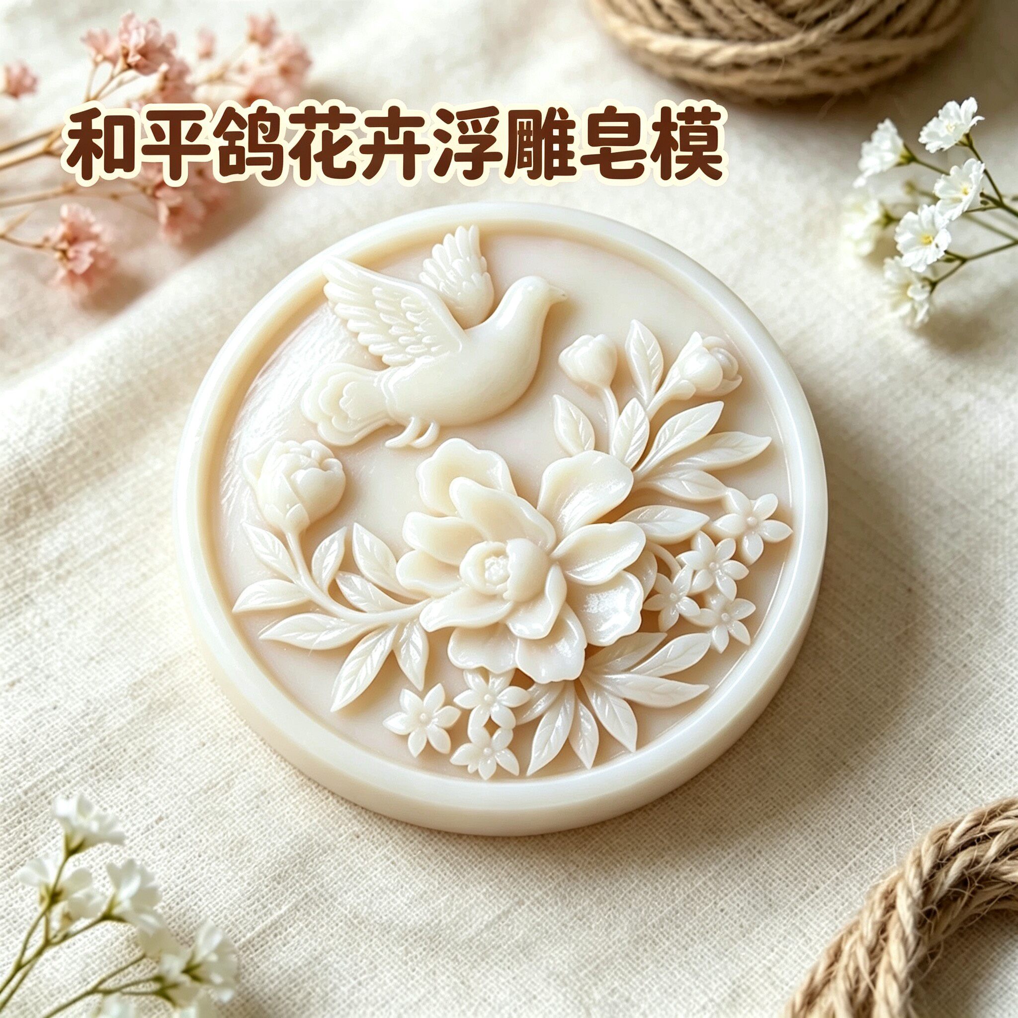 和平鸽花卉浮雕手工皂硅胶模具肥皂冷制皂母乳皂精油皂DIY香皂模