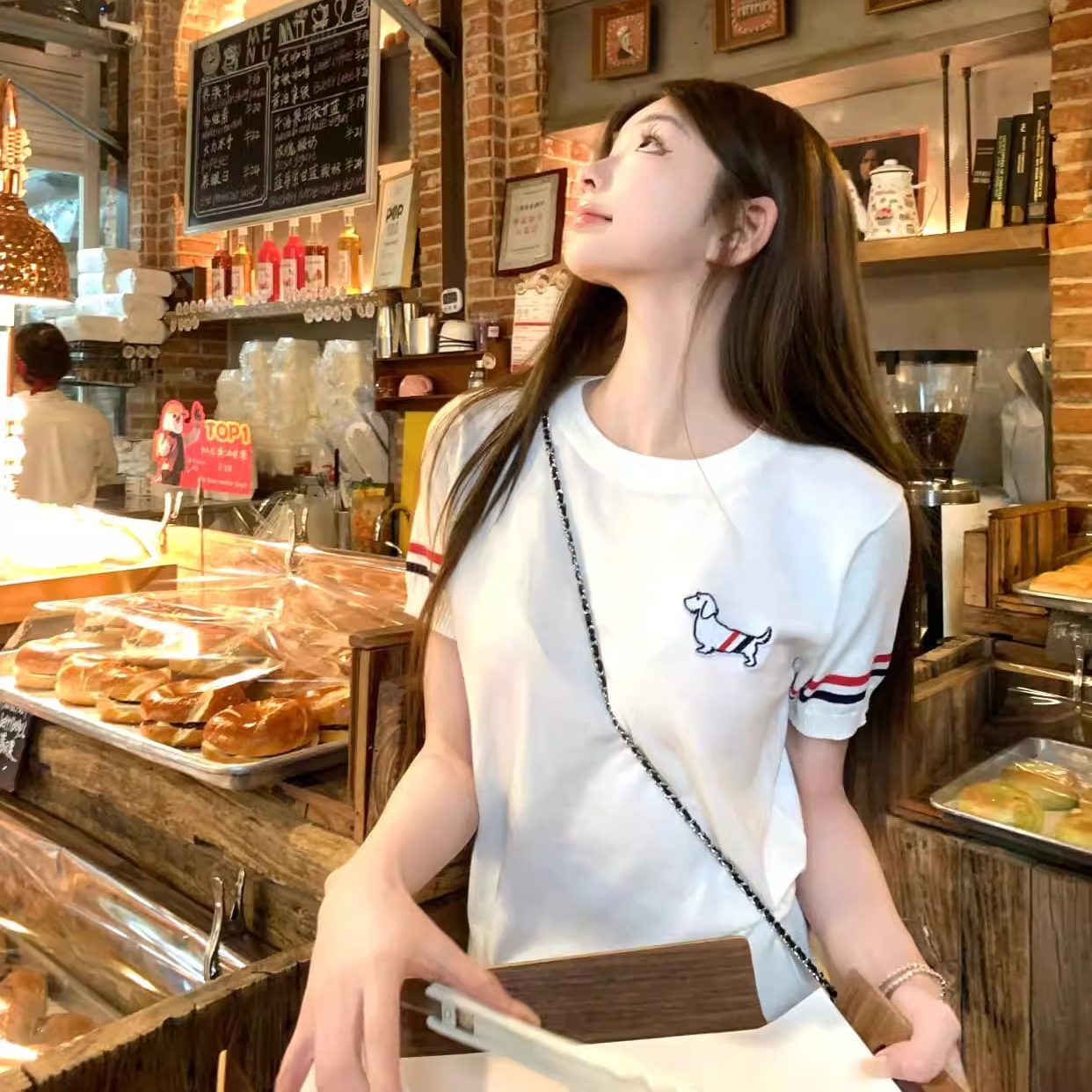 韩版TB小狗撞色套头针织衫