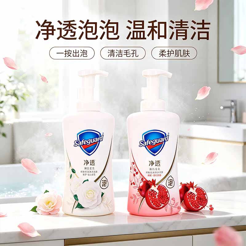 舒肤佳净透山茶花香味泡泡沐浴露留香红石榴香氛绵密泡沫男女士用