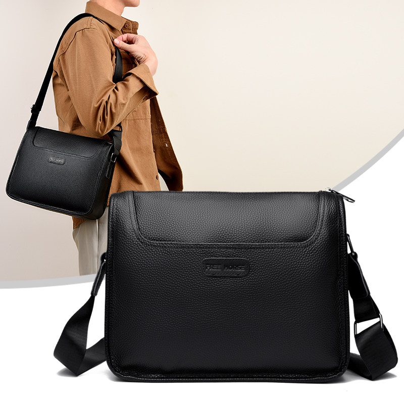 真皮男士单肩包新款大容量斜挎包头层牛皮男包日常出差旅行通勤包
