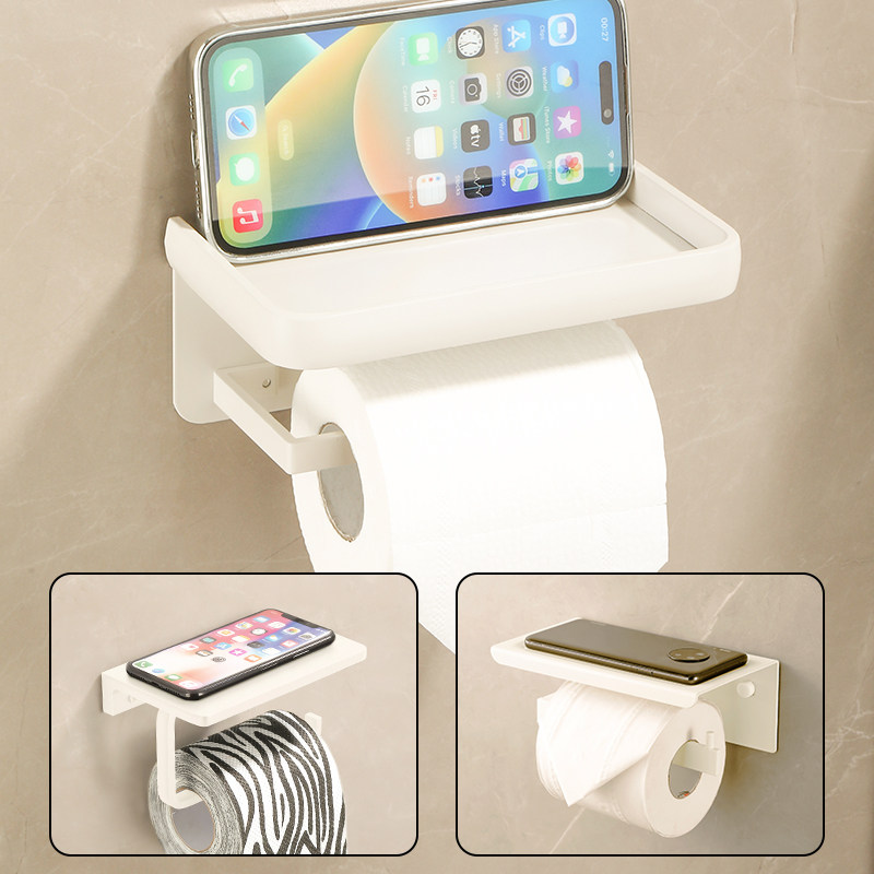 欧之卓奶油风免打孔纸巾架