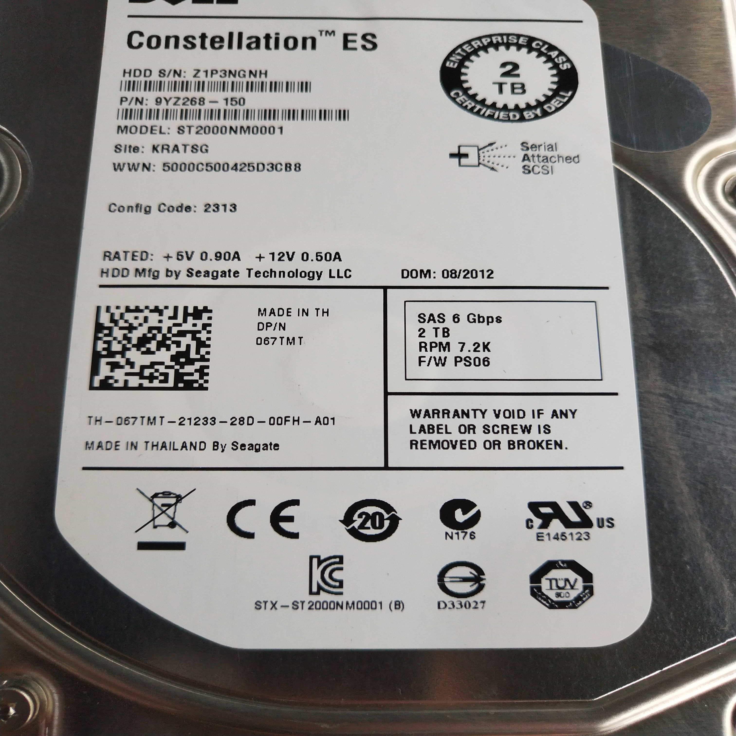 希捷 DELL 067TMT 2T SAS 35 72K ST2000NM0001 硬盘 现货