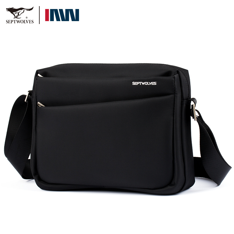 新品横款男士七匹狼男包休闲时尚牛津布防水单肩斜挎布包可放ipad