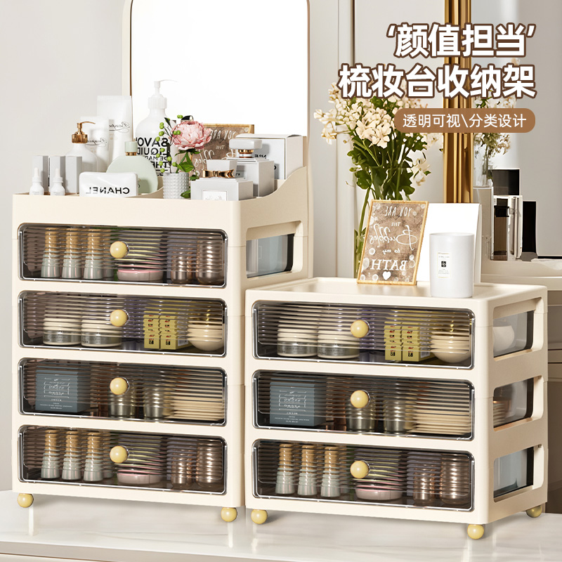 大容量抽屉式透明防尘收纳置物架
