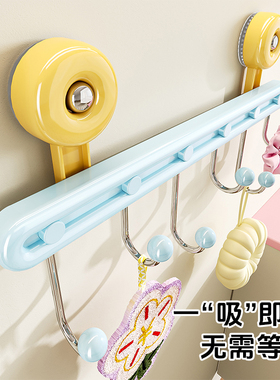 多巴胺吸盘联排挂钩免打孔强力承重浴室厨房玄关卧室门后挂衣粘钩