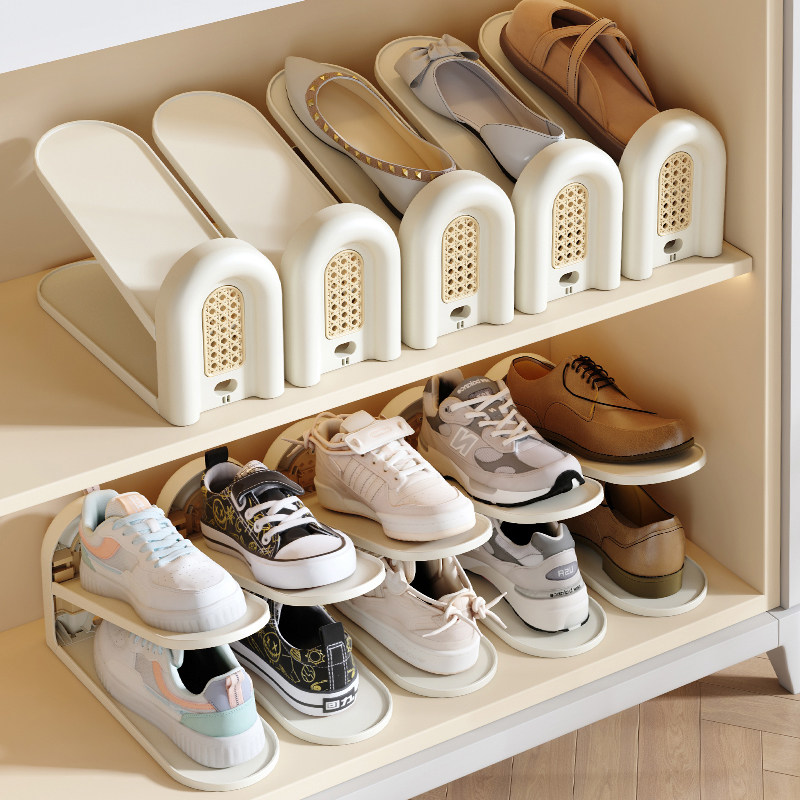 双层鞋托架鞋架收纳神器省空间可调节分层一体式家用鞋柜叠放鞋子,收纳整理,鞋子收纳架,淘宝优惠券,粉丝福利购,淘宝优惠卷