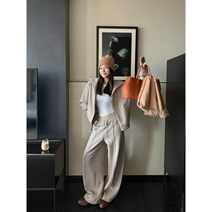 周ZHOUMIAO舒暖结界老钱风加绒加厚宽松卫衣外套裤 女淼 子套装