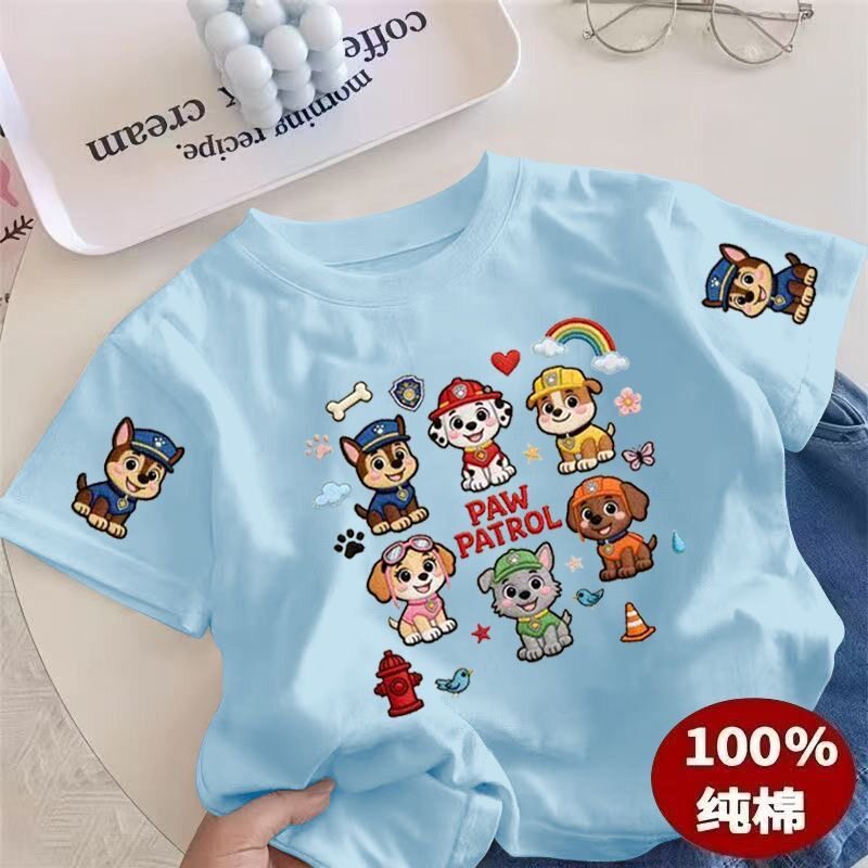 夏季男童中小童宝宝短袖汪汪队衣服儿童卡通t恤外穿上衣打底T