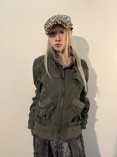 113 Market 25SS美式复古军绿色可拆分外套