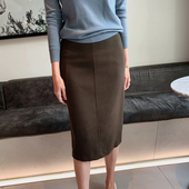 咖色半身裙毛呢包臀裙女秋冬中长款 一步裙子冬季 高腰直筒呢子冬裙