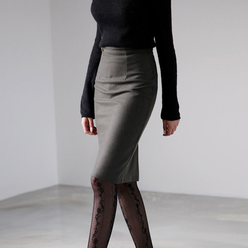 包臀裙一步裙中长款毛呢裙子