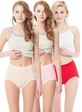 清仓内裤女纯棉高腰宽松大码透气薄款中老年全棉大红色三角裤抗菌
