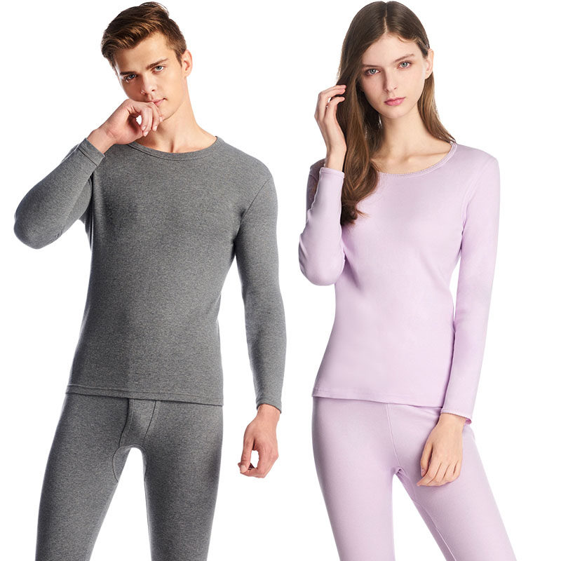 三枪秋衣女秋冬中厚纯棉圆领长袖保暖单件棉毛衫男青年上衣打底衫