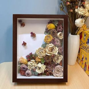 立体中空干花相框摆台diy手工礼物永生花保存盒装玫瑰标本的框架