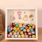 萌粒透明收纳罐中空立体画框卡通蛋仔展示盒玩偶DIY干花标本相框